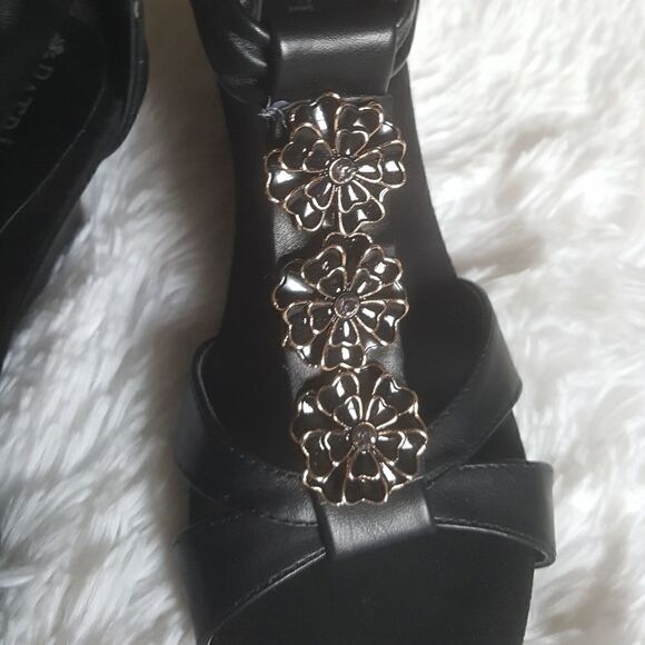 Patrizia by Spring Step Poppy Sandals Black Zip Heel Wedge Shoes Sz 36 US Sz 6 - Picture 3 of 12